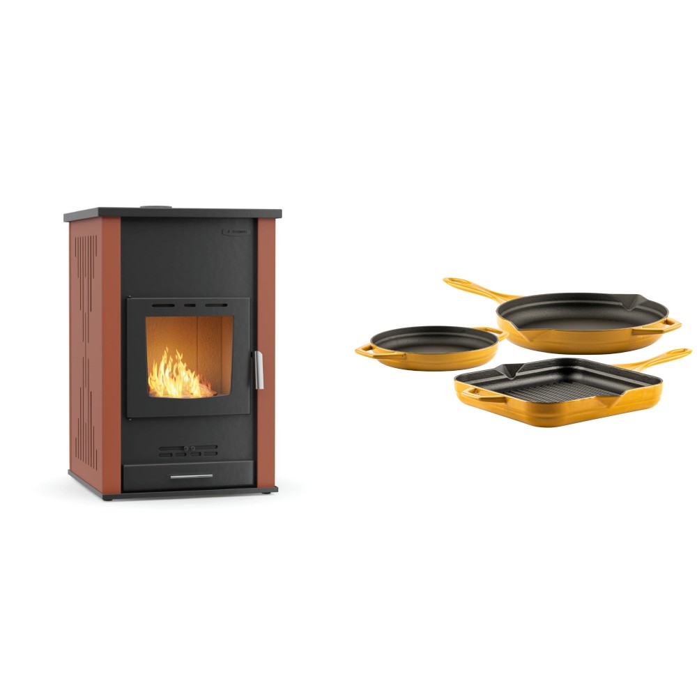 Set Kaminofen, Holzofen Wasserführend Velmora Fire ATS HYDRO, 33kW + Gusseisen Topf Set aus 3 teilen Solagio, Dijon | Holzofen | Kaminofen |