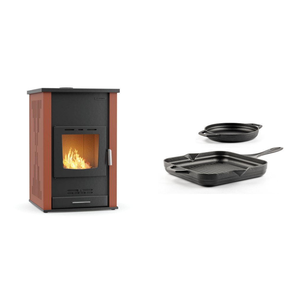 Set Kaminofen, Holzofen Wasserführend Velmora Fire ATS HYDRO, 33kW + Gusseisen Topf Set aus 2 teilen Solagio, Black Onyx | Holzofen | Kaminofen |