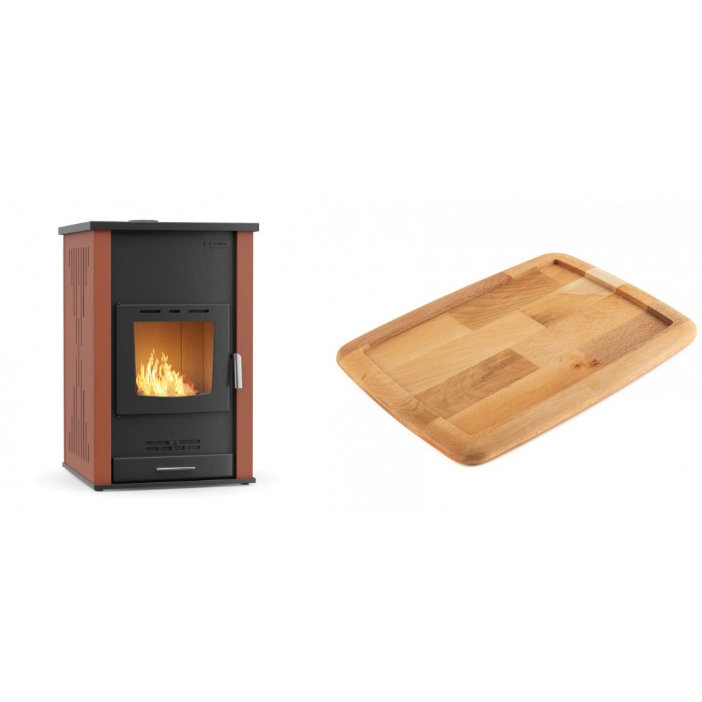 Set Kaminofen, Holzofen Wasserführend Velmora Fire ATS HYDRO, 33kW + Holz untersetzer für gusseisenplatte Solagio HSST2131