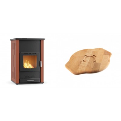 Set Kaminofen, Holzofen Wasserführend Velmora Fire ATS HYDRO, 33kW + Holz untersetzer für Gusseisenplatte Solagio HSYSAK28 - Küchenofen / Küchenhexe