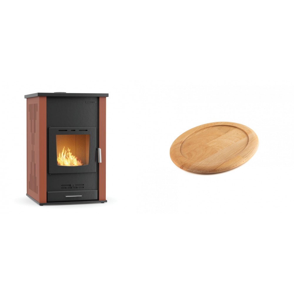 Set Kaminofen, Holzofen Wasserführend Velmora Fire ATS HYDRO, 33kW + Holz untersetzer für ovale gusseisenpfanne Solagio HSFT1825