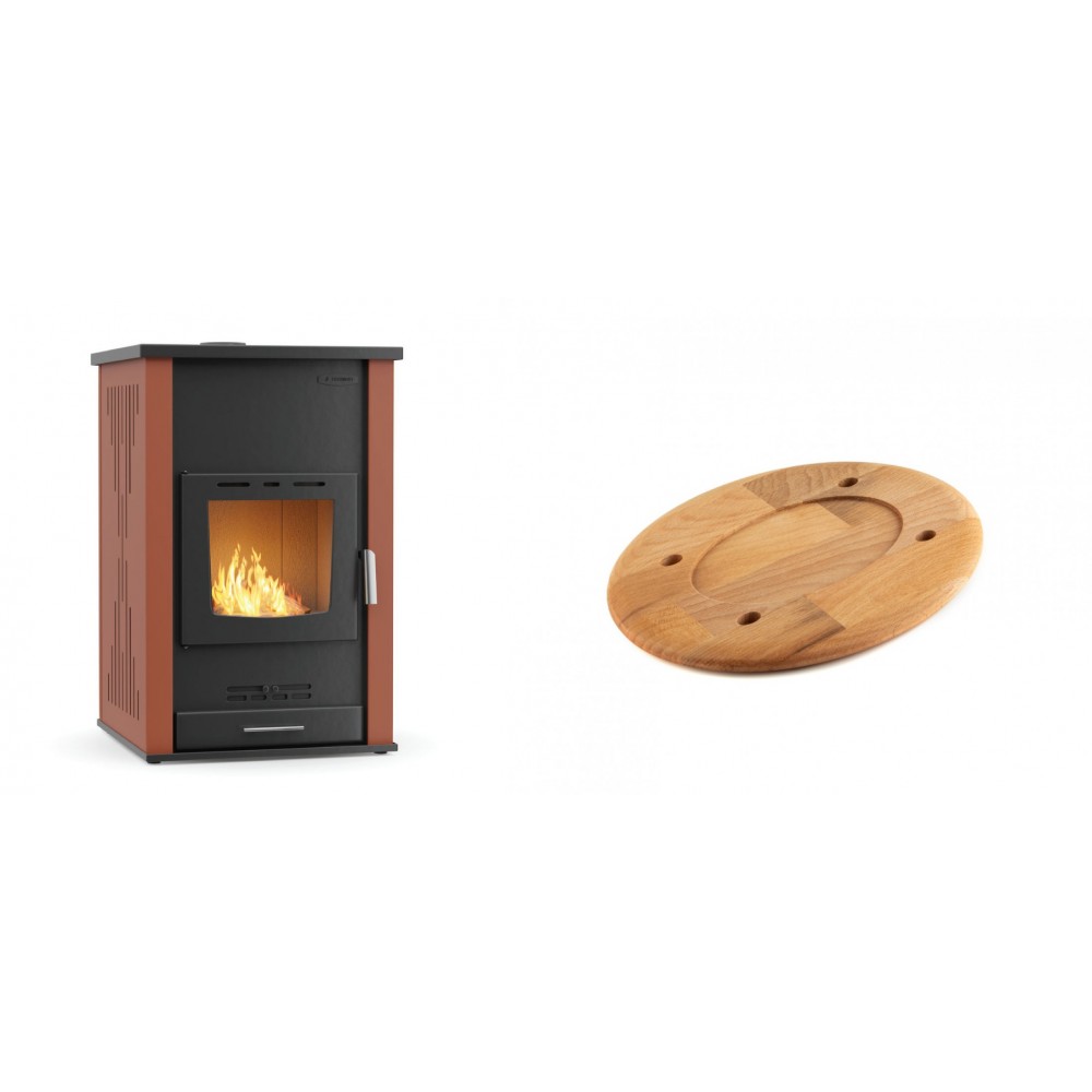 Set Kaminofen, Holzofen Wasserführend Velmora Fire ATS HYDRO, 33kW + Holz untersetzer für ovale platte Solagio HSOISK1728, 17x28cm