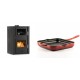 Set Kaminofen, Holzofen Wasserführend mit Backfach Velmora Fire ATS HYDRO ΜΑSΙΝΑ 90-25, 25kW + Emaillierte grillpfanne Gusseisen Solagio, Rubin, 28x28cm | Holzofen | Kaminofen |