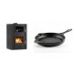 Set Kaminofen, Holzofen Wasserführend mit Backfach Velmora Fire ATS HYDRO ΜΑSΙΝΑ 90-25, 25kW + Emaillierte grillpfanne Gusseisen Solagio, Black Onyx, Ф28cm | Holzofen | Kaminofen |