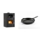 Set Kaminofen, Holzofen Wasserführend mit Backfach Velmora Fire ATS HYDRO ΜΑSΙΝΑ 90-25, 25kW + Emaillierte grillpfanne Gusseisen Solagio, Black Onyx, Ф24cm | Holzofen | Kaminofen |
