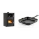 Set Kaminofen, Holzofen Wasserführend mit Backfach Velmora Fire ATS HYDRO ΜΑSΙΝΑ 90-25, 25kW + Emaillierte Gusseisenpfanne Solagio, Black Onyx, 28x28cm | Holzofen | Kaminofen |