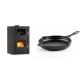 Set Kaminofen, Holzofen Wasserführend mit Backfach Velmora Fire ATS HYDRO ΜΑSΙΝΑ 90-25, 25kW + Emaillierte Gusseisenpfanne Solagio, Black Onyx, Ф28cm | Holzofen | Kaminofen |