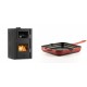 Set Kaminofen, Holzofen Wasserführend mit Backfach Velmora Fire ATS HYDRO ΜΑSΙΝΑ 90-25, 25kW + Emaillierte Gusseisenpfanne Solagio, Rubin, 28x28cm | Holzofen | Kaminofen |