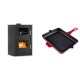 Set Kaminofen, Holzofen Wasserführend mit Backfach Velmora Fire ATS HYDRO ΜΑSΙΝΑ 90-25, 25kW + Emaillierte grillpfanne Gusseisen Solagio, Rubin, 26x32cm | Holzofen | Kaminofen |