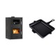 Set Kaminofen, Holzofen Wasserführend mit Backfach Velmora Fire ATS HYDRO ΜΑSΙΝΑ 90-25, 25kW + Emaillierte grillpfanne Gusseisen Solagio, Black Onyx, 26x32cm | Holzofen | Kaminofen |