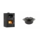 Set Kaminofen, Holzofen Wasserführend mit Backfach Velmora Fire ATS HYDRO ΜΑSΙΝΑ 90-25, 25kW + Gusseisen Topf Tiefer Solagio, Black Onyx, Ф12 | Holzofen | Kaminofen |