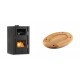 Set Kaminofen, Holzofen Wasserführend mit Backfach Velmora Fire ATS HYDRO ΜΑSΙΝΑ 90-25, 25kW + Holz untersetzer für ovale platte Solagio HSOISK2533, 25x33cm | Holzofen | Kaminofen |