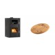Set Kaminofen, Holzofen Wasserführend mit Backfach Velmora Fire ATS HYDRO ΜΑSΙΝΑ 90-25, 25kW + Holz untersetzer für ovale platte Solagio HSOISK1728, 17x28cm | Holzofen | Kaminofen |