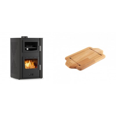 Set Kaminofen, Holzofen Wasserführend mit Backfach Velmora Fire ATS HYDRO ΜΑSΙΝΑ 90-25, 25kW + Holz untersetzer für mini-gusseisenplatte Solagio HSDDHP1522 - Kaminofen - Holzofen mit Backfach