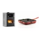 Set Kaminofen, Holzofen Wasserführend mit Backfach Velmora Fire ATS HYDRO ΜΑSΙΝΑ 90-30, 35kW + Emaillierte grillpfanne Gusseisen Solagio, Rubin, 28x28cm | Holzofen | Kaminofen |