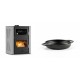 Set Kaminofen, Holzofen Wasserführend mit Backfach Velmora Fire ATS HYDRO ΜΑSΙΝΑ 90-30, 35kW + Emaillierte gusseisenpfanne mit zwei Griffen Solagio, Black Onyx, Ф16cm | Holzofen | Kaminofen |