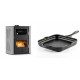 Set Kaminofen, Holzofen Wasserführend mit Backfach Velmora Fire ATS HYDRO ΜΑSΙΝΑ 90-30, 35kW + Emaillierte Gusseisenpfanne Solagio, Black Onyx, 28x28cm | Holzofen | Kaminofen |