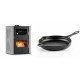 Set Kaminofen, Holzofen Wasserführend mit Backfach Velmora Fire ATS HYDRO ΜΑSΙΝΑ 90-30, 35kW + Emaillierte Gusseisenpfanne Solagio, Black Onyx, Ф28cm | Holzofen | Kaminofen |