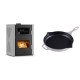 Set Kaminofen, Holzofen Wasserführend mit Backfach Velmora Fire ATS HYDRO ΜΑSΙΝΑ 90-30, 35kW + Emaillierte Gusseisenpfanne Solagio, Ivory, Ф28cm | Holzofen | Kaminofen |