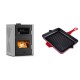 Set Kaminofen, Holzofen Wasserführend mit Backfach Velmora Fire ATS HYDRO ΜΑSΙΝΑ 90-30, 35kW + Emaillierte grillpfanne Gusseisen Solagio, Rubin, 26x32cm | Holzofen | Kaminofen |