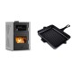 Set Kaminofen, Holzofen Wasserführend mit Backfach Velmora Fire ATS HYDRO ΜΑSΙΝΑ 90-30, 35kW + Emaillierte grillpfanne Gusseisen Solagio, Black Onyx, 26x32cm | Holzofen | Kaminofen |