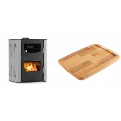 Set Kaminofen, Holzofen Wasserführend mit Backfach Velmora Fire ATS HYDRO ΜΑSΙΝΑ 90-30, 35kW + Holz untersetzer für gusseisenplatte Solagio HSST2131 - Kaminofen - Holzofen mit Backfach