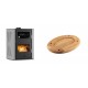 Set Kaminofen, Holzofen Wasserführend mit Backfach Velmora Fire ATS HYDRO ΜΑSΙΝΑ 90-30, 35kW + Holz untersetzer für ovale platte Solagio HSOISK2533, 25x33cm | Holzofen | Kaminofen |