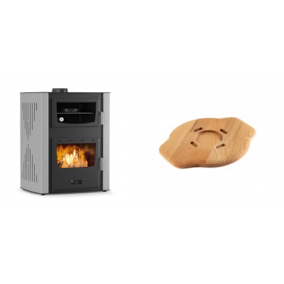 Set Kaminofen, Holzofen Wasserführend mit Backfach Velmora Fire ATS HYDRO ΜΑSΙΝΑ 90-30, 35kW + Holz untersetzer für gusseisenplatte Solagio HSYSAK20 - Kaminofen - Holzofen mit Backfach