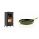 Set Kaminofen, Holzofen mit Backfach Velmora Fire ATS 90-25 ΜΑSΙΝΑ, 12.04kW + Emaillierte grillpfanne Gusseisen Solagio, Bamboo, Ф28cm | Holzofen | Kaminofen |