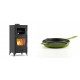 Set Kaminofen, Holzofen mit Backfach Velmora Fire ATS 90-25 ΜΑSΙΝΑ, 12.04kW + Emaillierte grillpfanne Gusseisen Solagio, Bamboo, Ф24cm | Holzofen | Kaminofen |