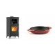 Set Kaminofen, Holzofen mit Backfach Velmora Fire ATS 90-25 ΜΑSΙΝΑ, 12.04kW + Emaillierte gusseisenpfanne mit zwei Griffen Solagio, Rubin, Ф19cm | Holzofen | Kaminofen |
