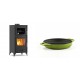 Set Kaminofen, Holzofen mit Backfach Velmora Fire ATS 90-25 ΜΑSΙΝΑ, 12.04kW + Emaillierte gusseisenpfanne mit zwei Griffen Solagio, Bamboo, Ф19cm | Holzofen | Kaminofen |