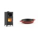 Set Kaminofen, Holzofen mit Backfach Velmora Fire ATS 90-25 ΜΑSΙΝΑ, 12.04kW + Emaillierte gusseisenpfanne mit zwei Griffen Solagio, Rubin, Ф16cm | Holzofen | Kaminofen |