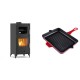 Set Kaminofen, Holzofen mit Backfach Velmora Fire ATS 90-25 ΜΑSΙΝΑ, 12.04kW + Emaillierte grillpfanne Gusseisen Solagio, Rubin, 26x32cm | Holzofen | Kaminofen |
