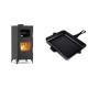 Set Kaminofen, Holzofen mit Backfach Velmora Fire ATS 90-25 ΜΑSΙΝΑ, 12.04kW + Emaillierte grillpfanne Gusseisen Solagio, Black Onyx, 26x32cm | Holzofen | Kaminofen |
