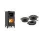 Set Kaminofen, Holzofen mit Backfach Velmora Fire ATS 90-25 ΜΑSΙΝΑ, 12.04kW + Gusseisen Topf Set aus 3 teilen Solagio, Black Onyx | Holzofen | Kaminofen |