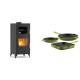 Set Kaminofen, Holzofen mit Backfach Velmora Fire ATS 90-25 ΜΑSΙΝΑ, 12.04kW + Gusseisen Topf Set aus 3 teilen Solagio, Bamboo | Holzofen | Kaminofen |
