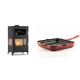 Set Kaminofen, Holzofen mit Backfach Velmora Fire ATS 90-30 3SIDE, 15.18kW + Emaillierte grillpfanne Gusseisen Solagio, Rubin, 28x28cm | Holzofen | Kaminofen |