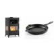 Set Kaminofen, Holzofen mit Backfach Velmora Fire ATS 90-30 3SIDE, 15.18kW + Emaillierte grillpfanne Gusseisen Solagio, Black Onyx, Ф28cm | Holzofen | Kaminofen |