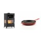 Set Kaminofen, Holzofen mit Backfach Velmora Fire ATS 90-30 3SIDE, 15.18kW + Emaillierte grillpfanne Gusseisen Solagio, Rubin, Ф24cm | Holzofen | Kaminofen |