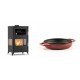 Set Kaminofen, Holzofen mit Backfach Velmora Fire ATS 90-30 3SIDE, 15.18kW + Emaillierte gusseisenpfanne mit zwei Griffen Solagio, Rubin, Ф19cm | Holzofen | Kaminofen |