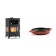 Set Kaminofen, Holzofen mit Backfach Velmora Fire ATS 90-30 3SIDE, 15.18kW + Emaillierte gusseisenpfanne mit zwei Griffen Solagio, Rubin, Ф16cm | Holzofen | Kaminofen |