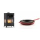 Set Kaminofen, Holzofen mit Backfach Velmora Fire ATS 90-30 3SIDE, 15.18kW + Emaillierte Gusseisenpfanne Solagio, Rubin, Ф28cm | Holzofen | Kaminofen |