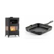 Set Kaminofen, Holzofen mit Backfach Velmora Fire ATS 90-30 3SIDE, 15.18kW + Emaillierte Gusseisenpfanne Solagio, Black Onyx, 28x28cm | Holzofen | Kaminofen |