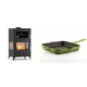 Set Kaminofen, Holzofen mit Backfach Velmora Fire ATS 90-30 3SIDE, 15.18kW + Emaillierte Gusseisenpfanne Solagio, Bamboo, 28x28cm | Holzofen | Kaminofen |