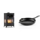 Set Kaminofen, Holzofen mit Backfach Velmora Fire ATS 90-30 3SIDE, 15.18kW + Emaillierte Gusseisenpfanne Solagio, Black Onyx, Ф28cm | Holzofen | Kaminofen |