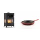 Set Kaminofen, Holzofen mit Backfach Velmora Fire ATS 90-30 3SIDE, 15.18kW + Emaillierte Gusseisenpfanne Solagio, Rubin, Ф24cm | Holzofen | Kaminofen |