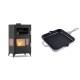 Set Kaminofen, Holzofen mit Backfach Velmora Fire ATS 90-30 3SIDE, 15.18kW + Emaillierte grillpfanne Gusseisen Solagio, Ivory, 28x28cm | Holzofen | Kaminofen |
