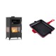 Set Kaminofen, Holzofen mit Backfach Velmora Fire ATS 90-30 3SIDE, 15.18kW + Emaillierte grillpfanne Gusseisen Solagio, Rubin, 26x32cm | Holzofen | Kaminofen |