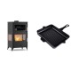 Set Kaminofen, Holzofen mit Backfach Velmora Fire ATS 90-30 3SIDE, 15.18kW + Emaillierte grillpfanne Gusseisen Solagio, Black Onyx, 26x32cm | Holzofen | Kaminofen |